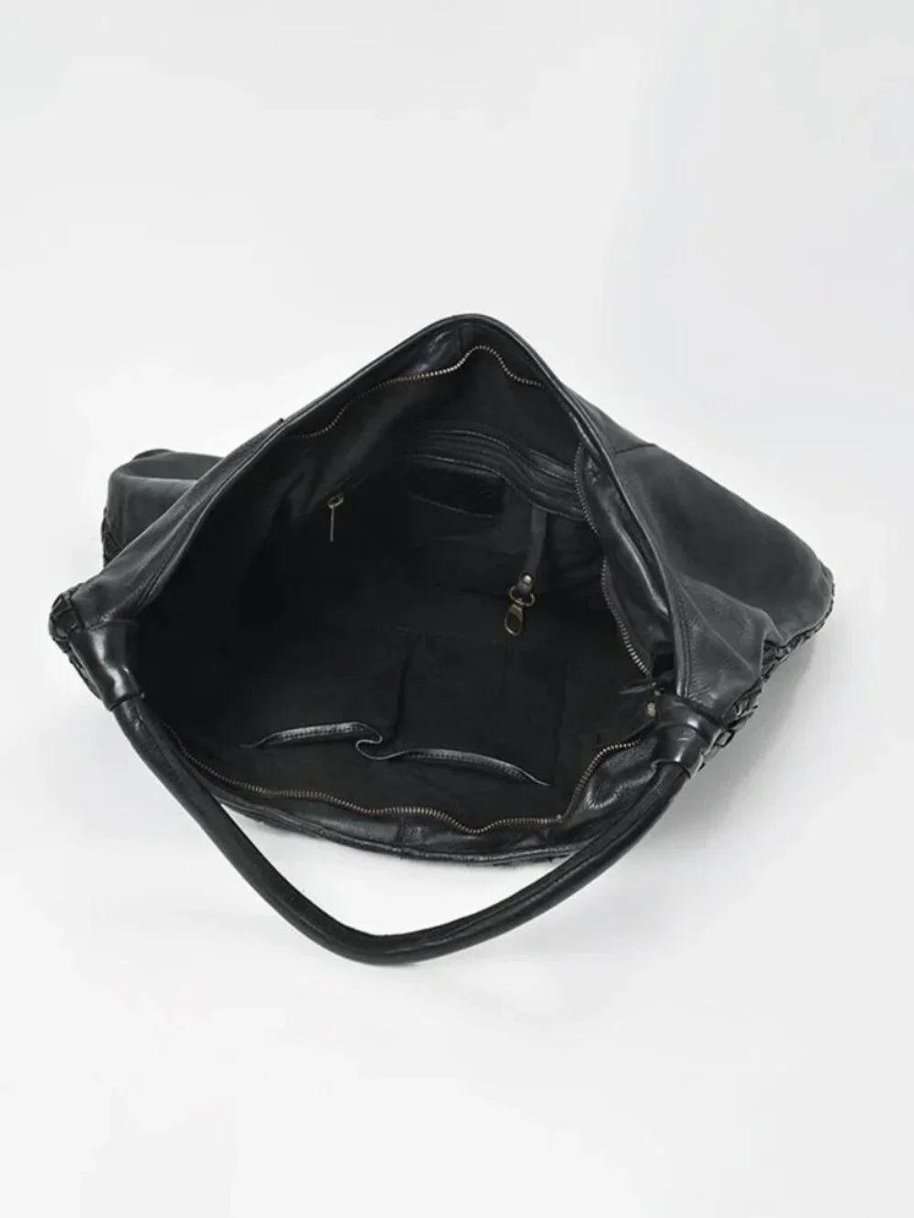 Artisan Woven Leather Hobo Bag